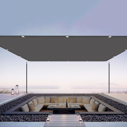 Balkon Sonnensegel 250 x 400 cm, Rechteckige Markise mit Pu-Beschichtung Wasserdicht Ripstop UV Schutz Sonnensegel Balkon mit Ösen Und Befestigungsseile, Anthrazit