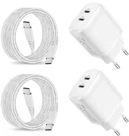 2Pack 25W USB C Chargeur pour Samsung Galaxy A55 5G/A16 A26 A36 A15 5G/A25 A35 5G/A05S A54 A53 A23 A34/S23 FE/S24 Plus Ultra/Z Fold 4 5 6/Z Filp/S22 A14 A13 Rapide Type C Prise Secteur et Cable