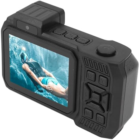 CCYLEZ Fotocamera Subacquea Impermeabile, 65 MP, Zoom Ottico 18x, Doppio Schermo, Nero