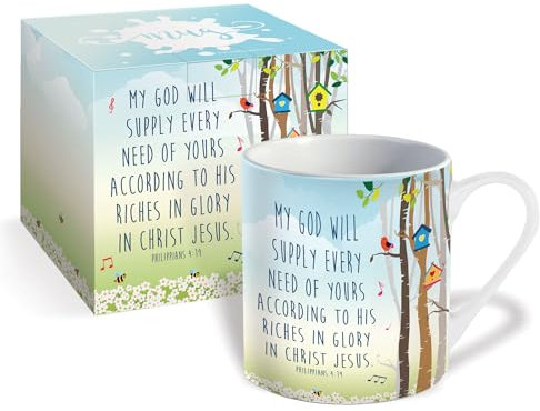Christian Mug with Gift Box, God Will Supply, with Bible Verse Philippians 4:19. Bible Verse Mug Makes Perfect Christian Gifts for Women, by Just Cards Direct