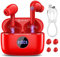 SONRU Ecouteurs Bluetooth Sans Fil, Casque Sans Fil Bluetooth 5.3avec Écran LED,Hi-Fi Son Stéréo ENC 4 Réduction Bruit, Écouteurs Blue tooth 40H, IP6 Étanche Sport Oreillette Adapté iOS/Android, Rouge