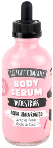 The Fruit Company - Body Sérum Corporal Antiestrías Crema Push Up para tus Caderas | Aroma FRESA NATA Ácido Hialurónico 120ml con Aceite de Rosas y Aceite de Coco