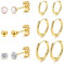 Dochais 6 Paar Edelstahl Ohrringe Damen Gold Set Ohrringe Gold Creolen Set Ohrstecker Klein Creolen 8mm 10mm 12mm Hypoallergene Ohrstecker Zirkonia Ball Knorpel Schlafen Piercing für Damen Herren