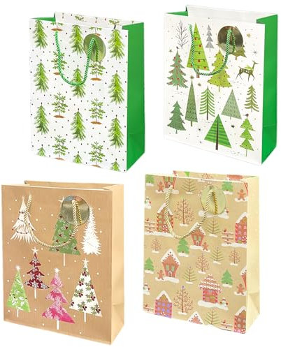 Geschenktüten Weihnachten, 12 Stück Weihnachtstüten Zum Befüllen Groß/Klein, Weihnachtssackerl, Geschenktaschen Weihnachten, Weihnachtsgeschenktüten, Weihnachtstaschen Für Geschenke Süßigkeiten (B, M)