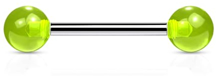 beyoutifulthings Zungen-piercing Acryl-Ball leuchtende UV-Kugeln 6-mm Silber Universal-Piercing Chirurgenstahl Barbell-s Stab-länge 16-mm