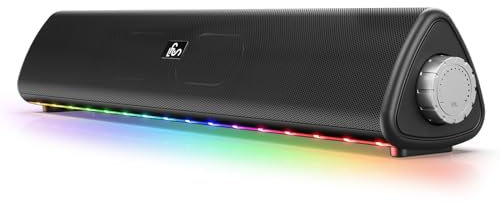 SOMEYOU Bluetooth Computer Speakers for Desktop, 20W Stereo Sound, 3.5 mm Aux-in Connection, Wireless Battery Powered PC Speakers for Laptop, Tablet, Gaming
