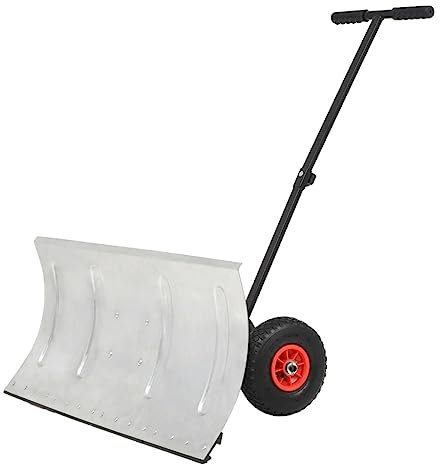 Schneeschaufel mit Rädern, Hand-Schneepflug, Große Kapazität Schneeschieber, Ergonomisches Design Winterschaufel für Schnee-, Garten- und Campinganlässe, 100 x 44 cm