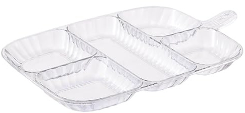 Vassoio da portata diviso, piatti per alimenti a 5 griglie con divisori, vassoio separato per verdure, vassoio per alimenti per cipolla, e aglio