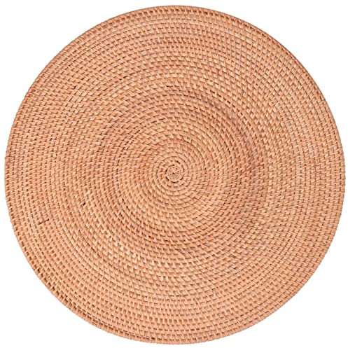 Quisiete Manteles Individuales Tejidos RatáN, Manteles Individuales, Mantel Antideslizante Resistente, Mantel Individual Mimbre, Salvamanteles para Platos Calientes Redondos, 40 Cm