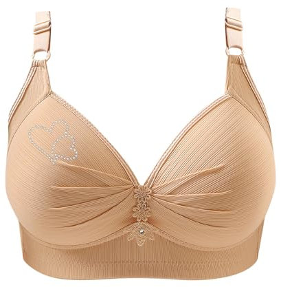 Women's Breathable Push Up Wirefree Sexy Gathered Cotton Bra - Comfortable Adjustable Everyday Bra