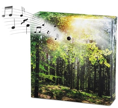Vogelgezwitscher Soundbox mit Waldgeräuschen - 12 cm - Lautsprecher mit Vogelgesang und Waldkulisse - Deko Box mit Naturgeräuschen Vogel Sound mit Bewegungs Sensor für Bad Spa Gäste WC und Entspannung