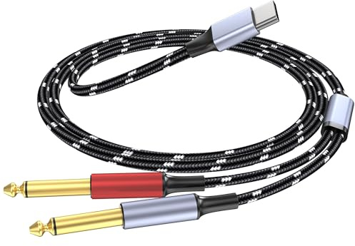DCNETWORK Câble audio USB-C vers TS 6,35 mm (1/4 pouce) - Adaptateur USB de type C vers jack mono 1/4 - Compatible avec iPhone 15/16 - 1 m