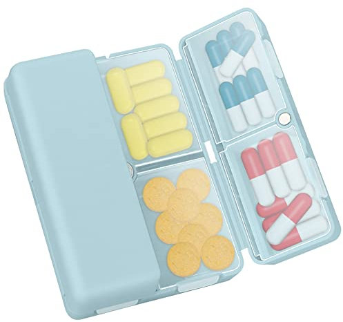 FYY Pilulier pour 7 jours - Organiseur magnétique quotidien - Pilulier matin soir - Boîte à pilules - Pliable - Portable - Grand pour le stockage des vitamines pour les voyages - Bleu S