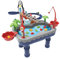 Generisch Wasserspieltisch mit Magnetangeln & Automatischen Pinguinen – Sicherer Outdoor-Spaß für Garten & Strand, Ideal für Sensorik-Spiele und Familienaktivitäten (Blau)