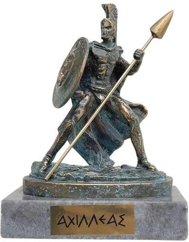 Statua in bronzo del guerriero greco della guerra di d'Achille con base in marmo, 14 cm