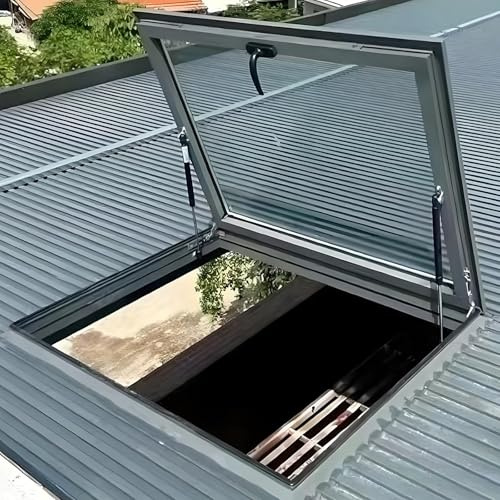 Ventanas De Techo Para Casa, Ventilación Manual Y Vista Multángulo, Con Lámina Solar Y Guantes, Trampilla Personalizable De Vidrio Templado Doble Para Ático/Jardín De Invierno(LxW 90x60cm/35.4x23.6in)