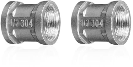 YOUZMY 2 pièces manchon en acier inoxydable double mamelon 1/2 pouce IG x IG, adaptateur de connecteur à filetage interne, manchon double en acier inoxydable1/2 pouce, mamelon de raccordement (1/2)