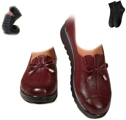 Mocasines cómodos para mujer, mocasines para mujer, cómodos zapatos de vestir de cuero con lazo, mocasines ligeros, mocasines para trabajo, conducción, zapatos planos para mamá