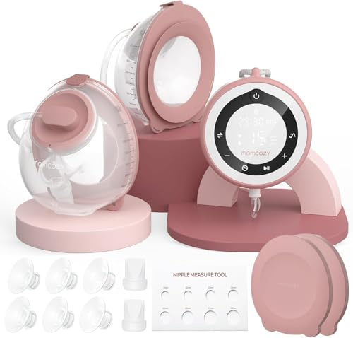 Momcozy V1 Pro Tire lait Electrique, Aspiration 300 mmHg, Collecteurs gradué 230 mL, Électrique mains libres silencieux, Tétons DoubleFit anti-fuite, 3 rythmes × 15 niveaux