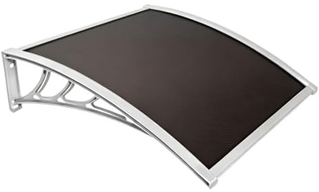 PVC Fenster-Markise mit Aluminiumlegierung Halterungen, Transparentes Vordach für Tür - UV- und Regenschutz, Außenfenster-Abdeckung für Hauseingang(Black,60x270 cm)