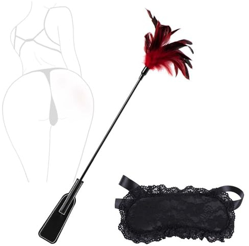 Aaobor Ensemble de 2 cravaches en Cuir Noir en Forme de Plume, équipement d'entraînement et de Discipline avec Accessoires Fonctionnels