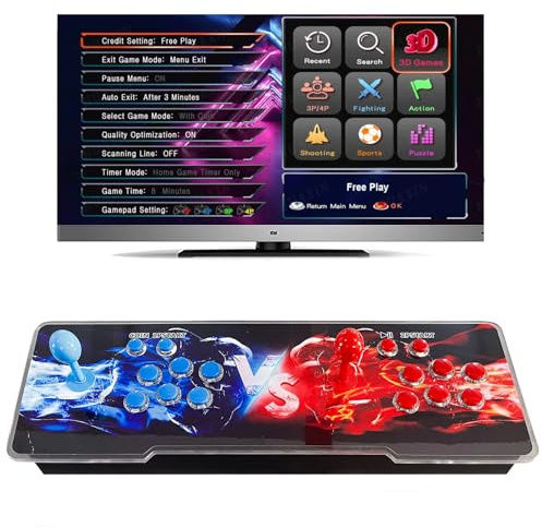 26800 in 1 Arcade Spielkonsole Retro Spielmaschine für PC & Projektor & TV, 2-4 Spieler, 1280X720, 3D-Spielebox, Suchen/Verstecken/Speichern/Laden/Pausieren Spiele, Favoritenliste (DX 9800) (26800)