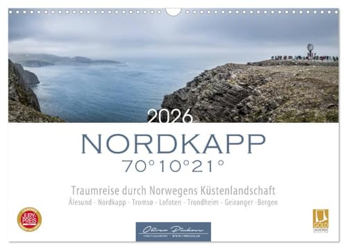 Nordkapp - Norwegens Küstenlandschaft (Wandkalender 2026 DIN A3 quer), CALVENDO Monatskalender: 12 eindrucksvolle Motive von Norwegens Küstenstädte und Landschaften. (CALVENDO Orte)