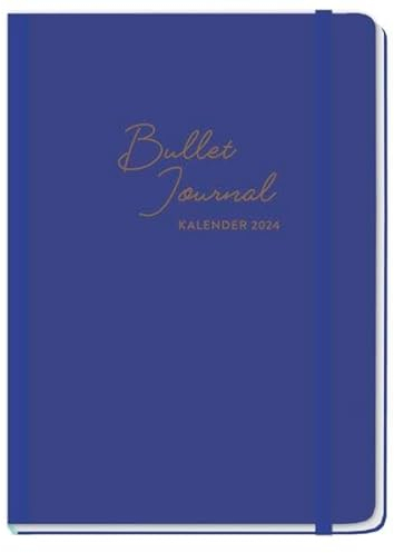 Blue Bullet Journal A5 Taschenkalender 2024. Stressiger Alltag, einfach strukturiert mit diesem Kalender voller Zusatzfeatures. Diary 2024 A5 in schönem Design mit Punktraster, Gummiband und Leseband.