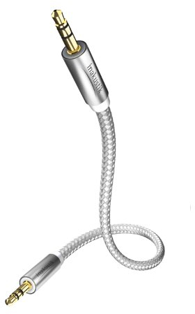 inakustik – 004101015 – Premium 3,5mm Klinkenkabel | Für den Anschluss vom Smartphones, Tablets oder PC an HiFi-Verstärker | 1,5m in Weiß/Silber | 2-fache Abschirmung - moderner Geflechtschirm