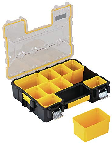 DEWALT Small Parts Organizer, Hardware Storage Box with Removable Dividers, 10-Compartment (DWST14825)