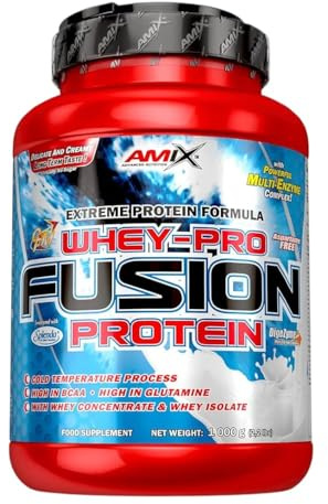 AMIX Whey Pro-Fusion Protein – isoliertes Proteinpulver-Ergänzungsmittel zur Steigerung der Muskelmasse, mit DigeZyme-Verdauungsenzymen, frei von Splenda und Aspartam, Waldfruchtgeschmack, 1 kg