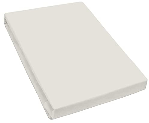 Bella Luna Jersey de Luxe Spannbettlaken in Leinen-Grau | Bettbezug für Wasserbetten. Boxspringbetten & Übergrößen | Größe 140x200 bis 160x220 cm | pflegeleichtes Spannbetttuch aus 97% Baumwolle