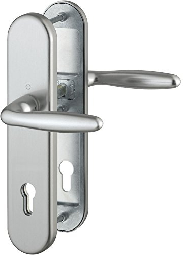 HOPPE 5x Sicherheits-Drückergarnitur VERONA - auf Langschild Profilzylinder Entfernung 88mm, SST 8,5, ohne Kernziehschutz, für Türstärke 67-72mm, Ed Effekt