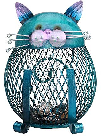 Tooarts Money Box Metal Coin Bank Cat Shaped Tip Jar Creative Birthday Gifts Handwork Desk Decorations Interior Ornament