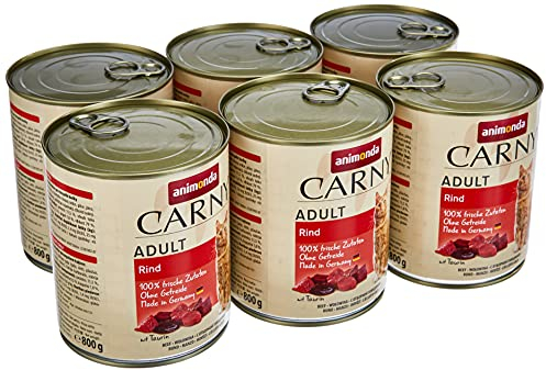 animonda Carny Katzen Nassfutter Rind pur (6 x 800g), getreidefreies Katzen Nassfutter ohne Zucker, mit frischen fleischigen Zutaten