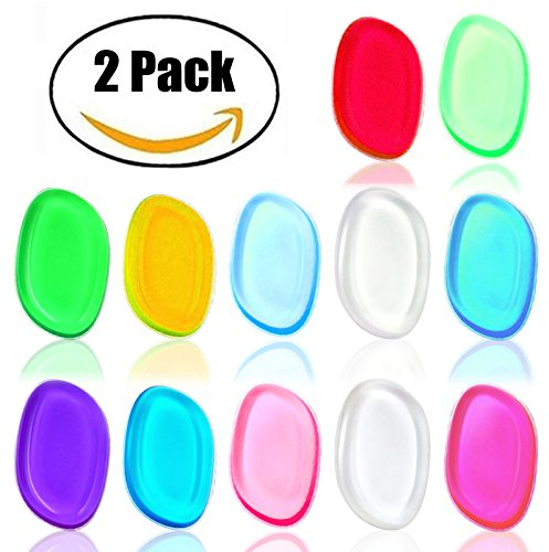 Dolovemk 2 pcs Beauté Sili-sponge Coque en silicone Maquillage éponge Pad de fusion pour BB Crème liquide
