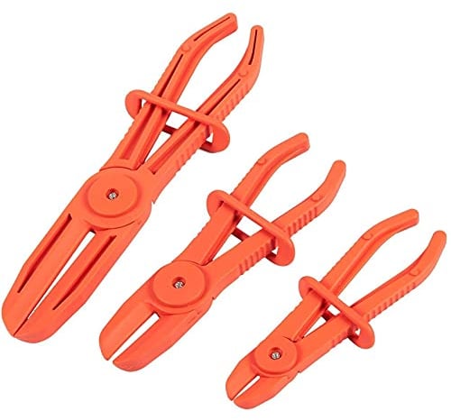 Juvale Schlauch-Abklemmzangen, 3 Schlauchklemmenzangen, strapazierfähig, rostfrei, rot, 3 Größen