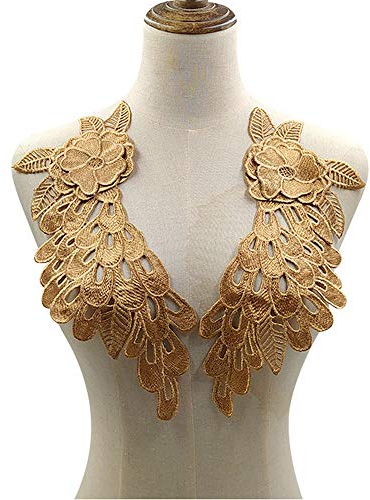 1 x Stickerei-Aufnäher, Spitzenmotive, Applikation, zum Aufnähen, für Hochzeitskleid, Zubehör, Halsband (Farbe B)