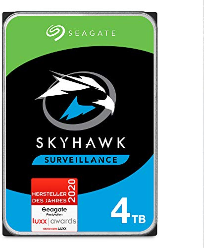Seagate SkyHawk, 4 TB, Disco Duro Interno De Video, 3,5, SATA 6.GB/s, Caché de 64 MB, DVR, Sistema de Cámaras de Seguridad NVR, 3 años servicios Rescue internos, Paquete Abre-fácil (ST4000VXZ07)