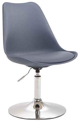 CLP Esszimmerstuhl Maverick Kunststoff I höhenverstellbarer Lehnstuhl I Drehstuhl mit Trompetenfuß I Sitzhöhe von ca. 43-48 cm, Farbe:grau, Gestell Farbe:Chrom
