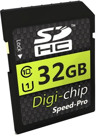 Digi Chip 32 Go SDHC Class 10 Carte mémoire pour Fujifilm Xt2, Fuji Xa3, Gfx50s, Xa10, refroidisseur et radiateur, Xt20, X100 F, Xe3, Xp130, Xa5, Xh1, Xt100, XF, Xt3, Gfx50r appareils photo
