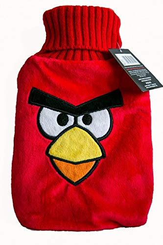 Character Deluxe Hot Water Bottle and Cover Set Range- Choose Your Option. (Angry Birds Red Designs (1L))