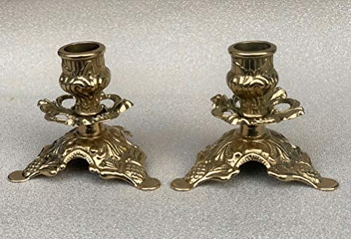 artissimo 2 x Kerzenleuchter Messing Gold Kerzenständer Barock jugendstill Kerzenhalter Gedeckte Tisch Tischleuchter 80-322