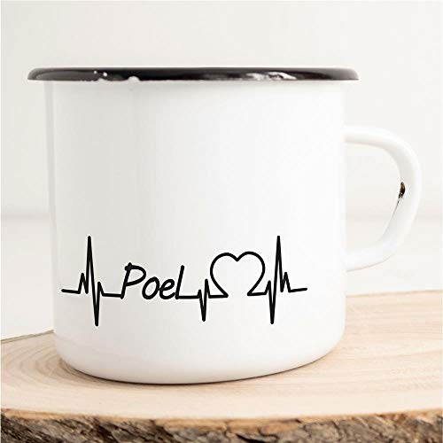 Huuraa Emaille Tasse Poel Geschenk Kaffeebecher Vintage 300ml Poel Geschenkidee