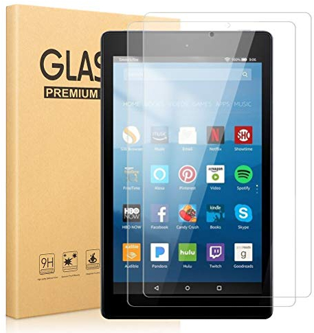 Pnakqil [2 Pezzi Pellicola Protettiva per Amazon Kindle Fire HD 8 (6ª/ 7ª / 8ª Generazione – 2018/2017/2016) Tablet Vetro Temperato Pellicola Protettiva Schermo con Durezza 9H Anti-graffio Pellicola