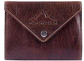 Alpenleder Tabaktasche FLORI – Echt Leder Tabakbeutel – Vintage braun Drehertasche ausgestattet mit Naturlatex, extra Fach für Papers, Filter und Feuerzeug (16 x 12 x 2cm, Brandy)