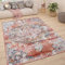 Paco Home Teppich Wohnzimmer Kurzflor Schlafzimmer Moderne Vintage Orient Ornament Muster Pastell Bordüre, Grösse:80x150 cm, Farbe:Rot