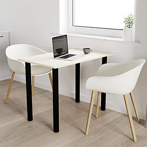 mikon 60x60 | Esszimmertisch - Esstisch - Tisch mit SCHWARZEN Beinen - Küchentisch - Bürotisch | VANILLE
