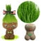 Enkomy Graskopf Puppe，Mini Bonsai Kopf Graspuppe， DIY Zimmerpflanzen, Gras Kopf Puppe mit Töpfe， Mini Niedliche Topfpflanzen Büro Garten Dekoration