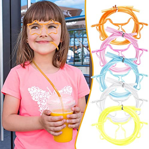 N/AB 1 pajita de plástico suave – cristal reutilizable DIY pajita tubo de gafas Bar accesorios para niños Baby cumpleaños fiesta eventos bebida (A)
